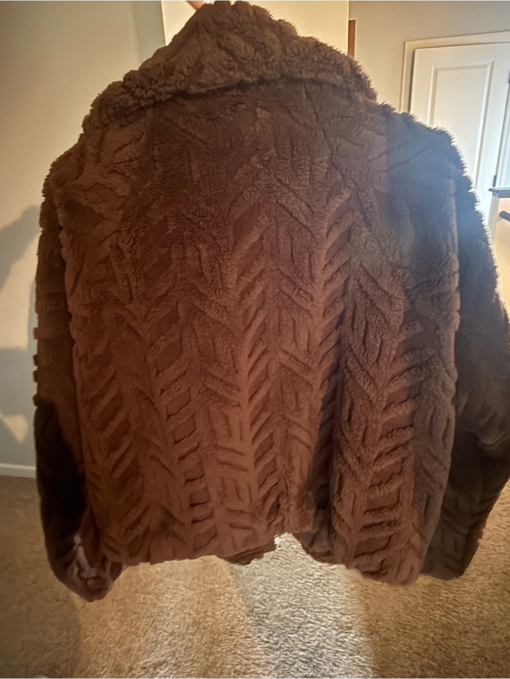 Pilcro Dark Brown Plush Teddy Bomber Jacket - Picture 3 of 3